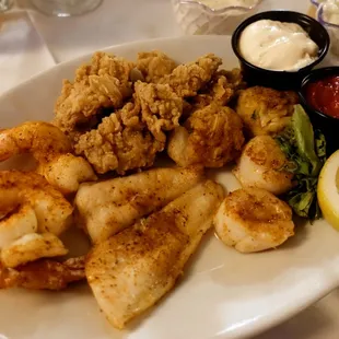 Some unexpected visitors in the broiled seafood platter