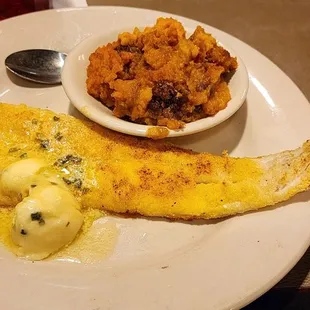 Walleye, Sweet Potato Soufle.