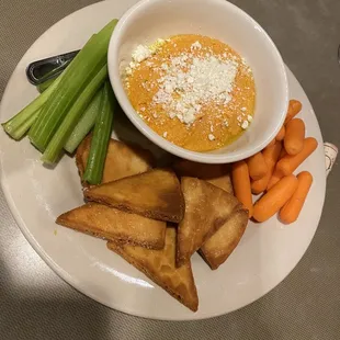 Hummus with pitas &amp; veggies. Delicious!
