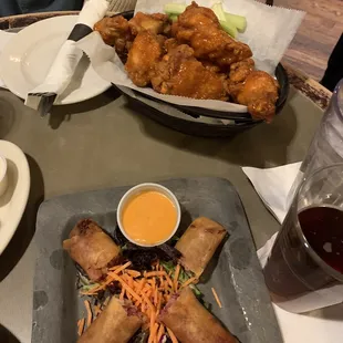 Wings and Reuben Spring Rolls