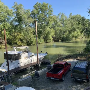 View from the outside eating deck near the creek. Good food!