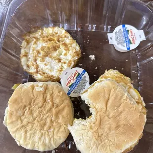 Biscuit and gravy, notice gravy is missing.