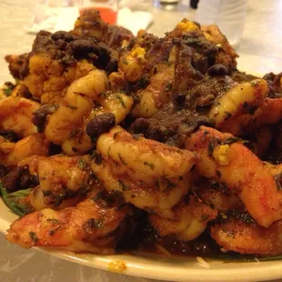 Shrimp with a creole-style bean sauce
