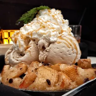 Freshly made per order bread pudding