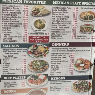 Menu lots of options