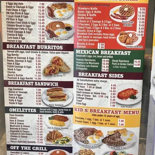 Menu lots of options