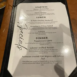 Dinner special of Lobster stuffed ravioli with Caesar salad.