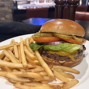Cheeseburger and fries