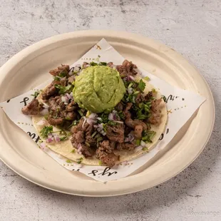 Barbacoa Taco - Onions, Cilantro and Guac!