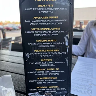a menu on a table