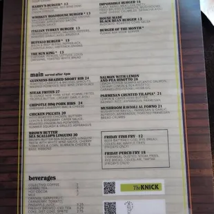 the menu