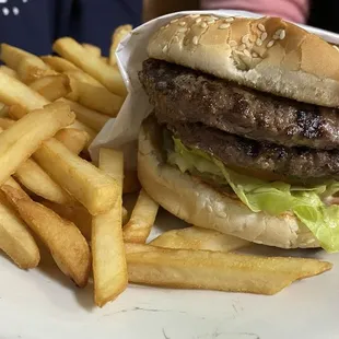 Double burger with side of fries