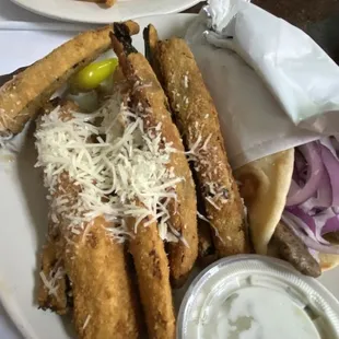 Gyro combo with side of zucchini