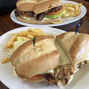Chicken Sandwich and Steak Sandwich Combo Meal (we split the fries).