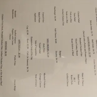 Harry&apos;s menu
