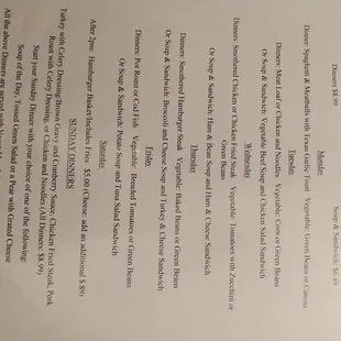 Harry&apos;s menu