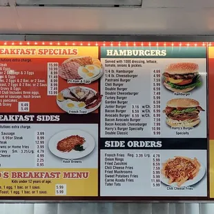 a menu for breakfast specials