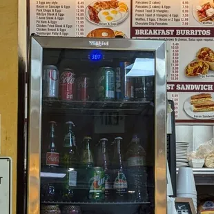 Menu board 9/14/24 and drink cooler for can and bottled drinks