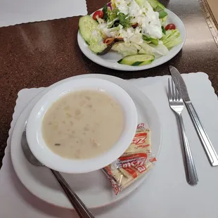 Soup and salad, comes with dinner