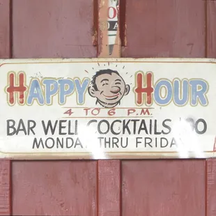 a happy hour sign
