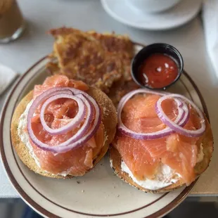 smoked salmon on a bagel