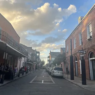 a view of a street in the french quarter of new orleans