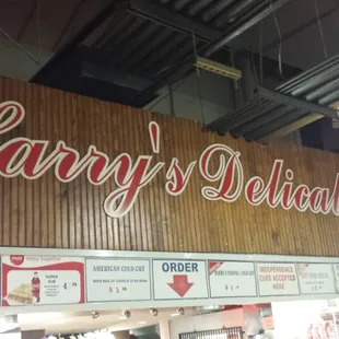 the sign above the counter