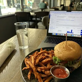 Grilled Chicken Sandwich with sweet potato fries