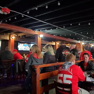 I&apos;m upstairs since the downstairs has been full since lunch with football fans watching games.   12/4/2021