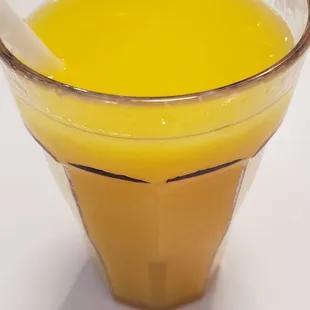 a glass of orange juice