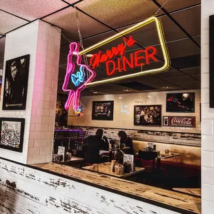 the interior of a diner