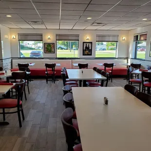 empty tables and chairs