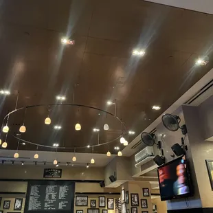the ceiling of a restaurant