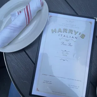 a menu on a table