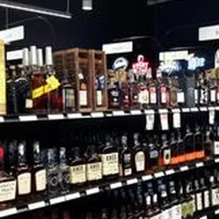 shelves full of liquor