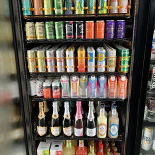 a refrigerator full of drinks