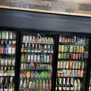 a refrigerator full of drinks