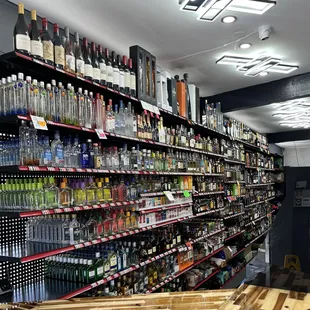 shelves of alcohol and liquor