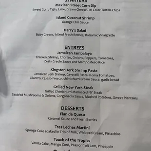 Pre-set 3 Course menu