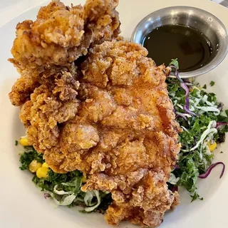 Spicy Fried Chicken and Kale Salad