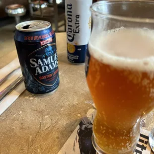 Couple of beers Sam Adams Lager and corona