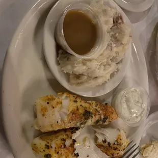 Baked Lemon Pepper Scrod and substituted Redskin Garlic Mashed