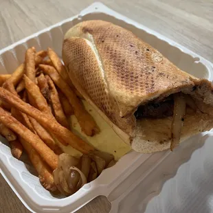 Fries and Steak Baguette Sandwich