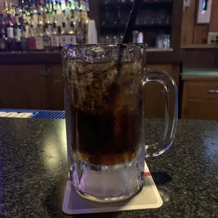 Rum and coke in a frosted mug