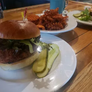 Chicken Sandwich and side of sweet potato fries (delish)