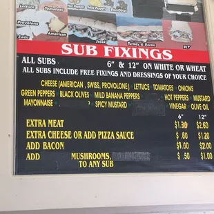 Additional fixings for subs menu