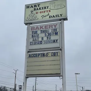 a sign for a bakery