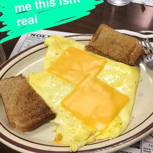 They say pictures are worth a thousand words, so I'll leave this Kraft Singles omelette to talk for itself.