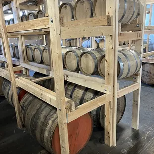 6.3 gallon barrels above age faster than 53 gallon below.