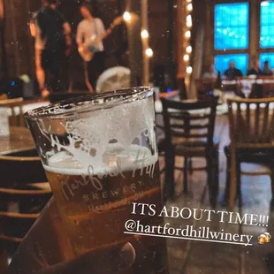 inside stage + beer!